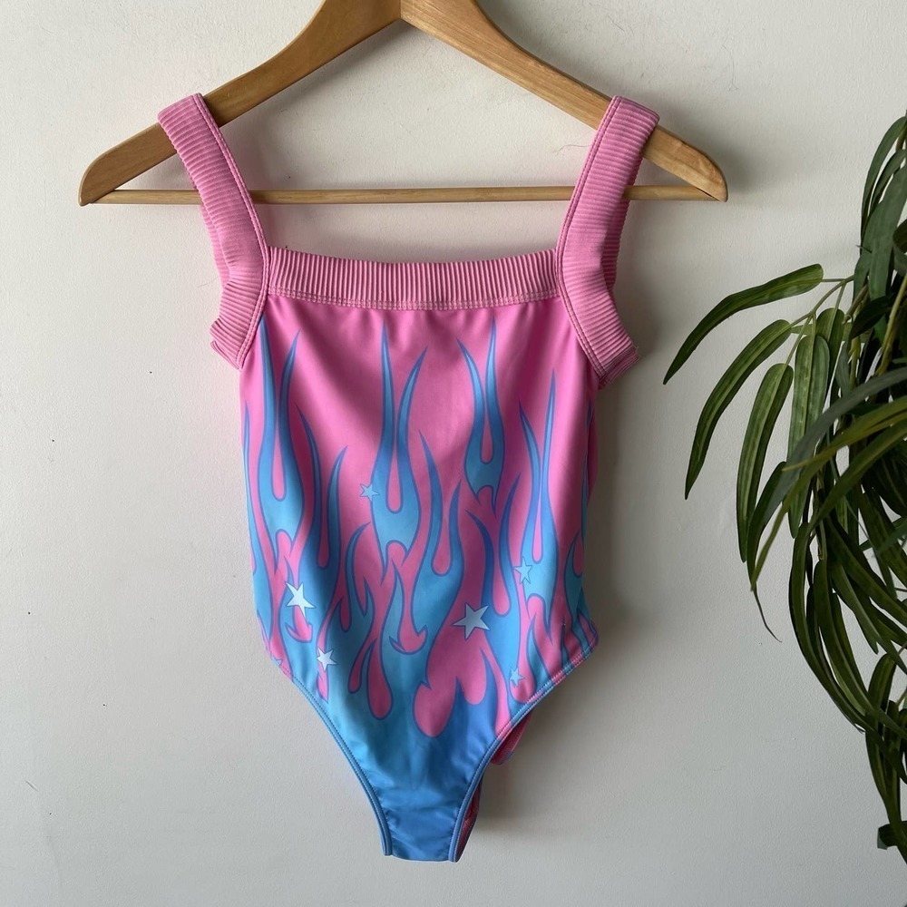 Delias Swimsuit Womens XS One Piece Pink Barbie Flame Summer Beach Coastal